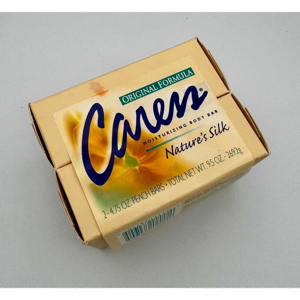 Vintage 1990s Caress Soap Natures Silk Original Peach Formula 2 Bar Pack Prop